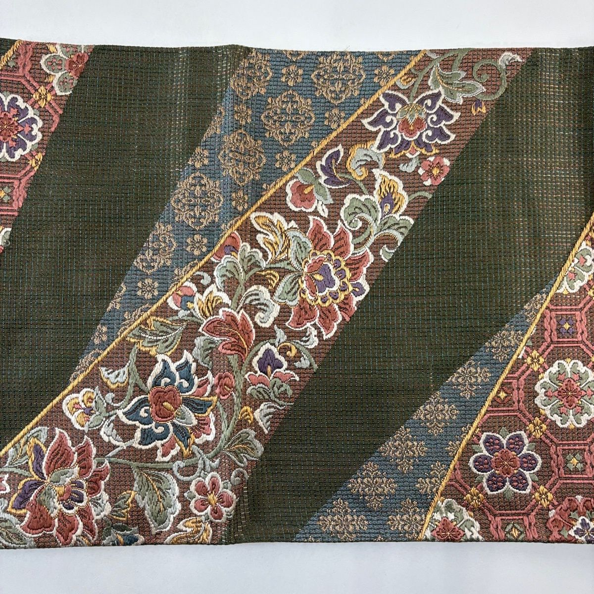 袋帯 秀品 天平唐草文様 金糸 唐織 茶緑色 六通 正絹 【中古】 - メルカリ