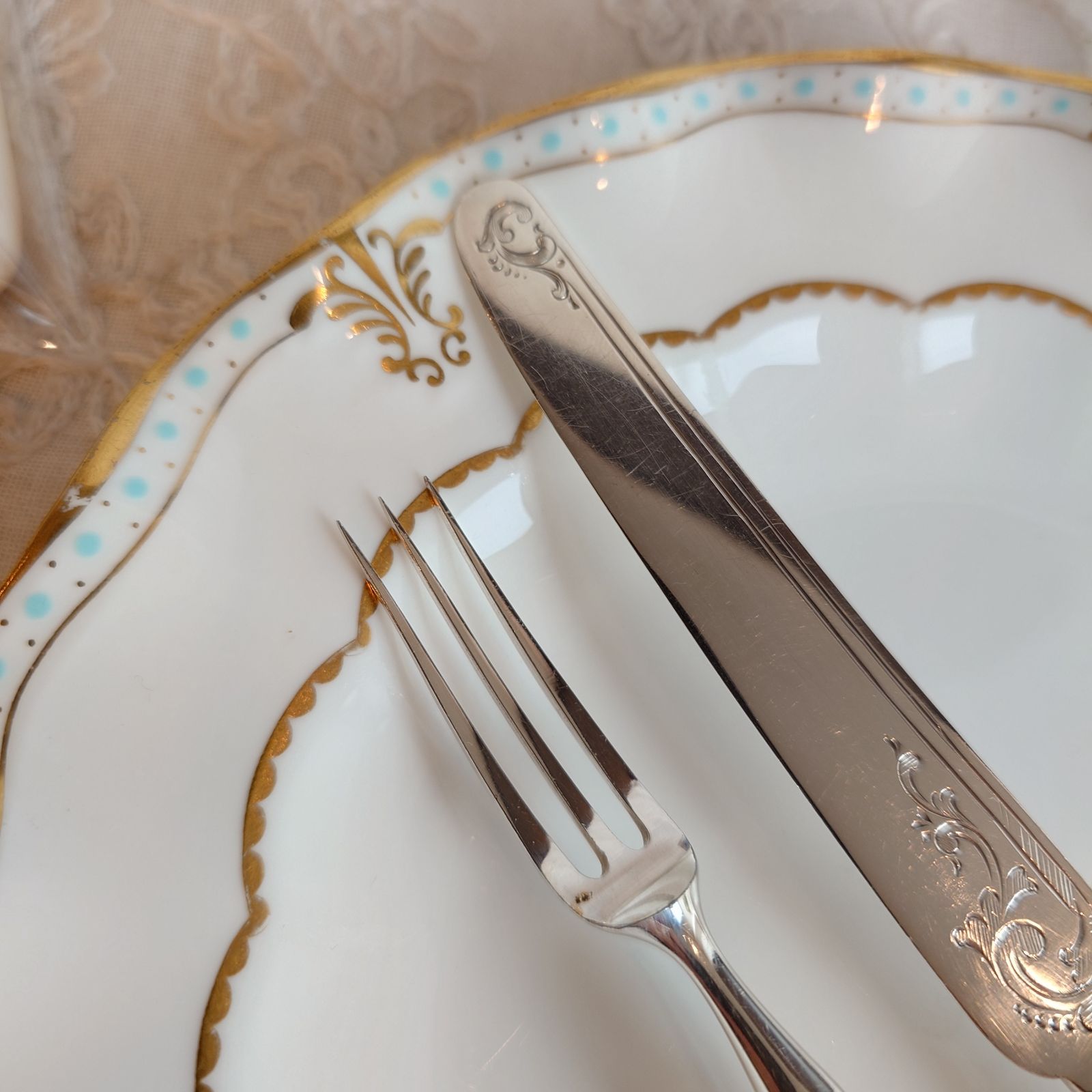 白蝶貝カトラリー セットEマザーオブパールハンドル 純銀製フェルール