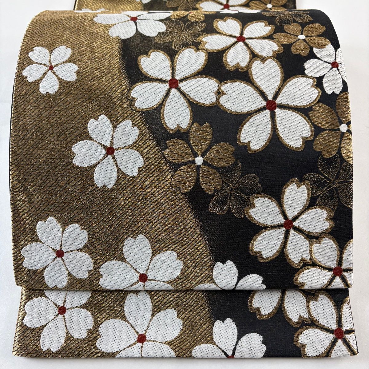 着物　袋帯　相良刺繍　鈴乃屋 袋帯 美品 名品 鈴乃屋 献上吉祥文 花菱 金銀糸 刺繍 灰紫 六通 正絹