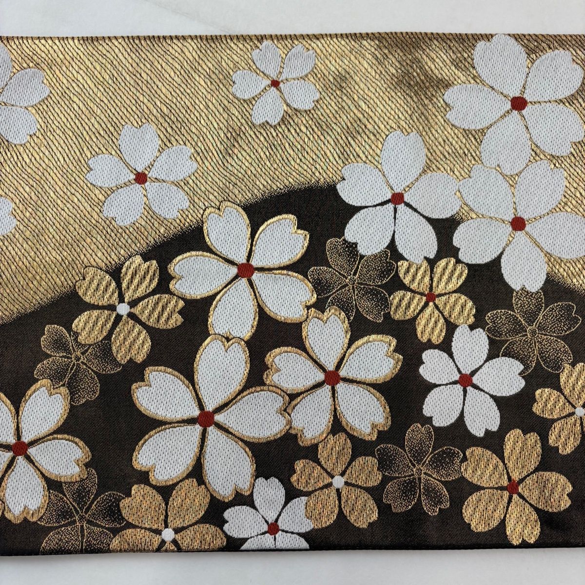 袋帯 秀品 鈴乃屋 桜 金糸 金茶 六通 正絹 【中古】 - メルカリ