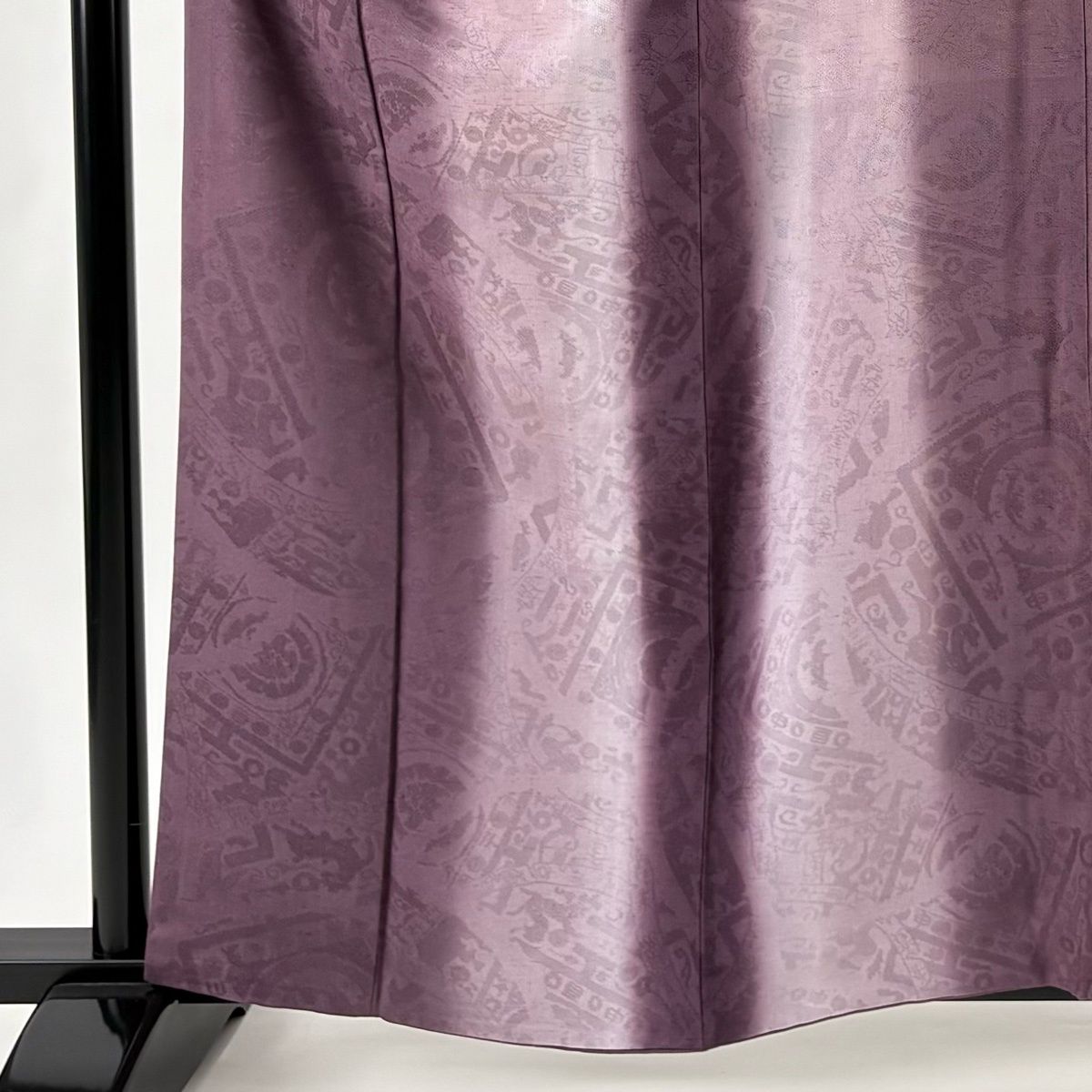 小紋 身丈160.5 cm 裄丈67 M 袷 紬地 落款 色紙 鳥 ぼかし 紫 正絹 秀品