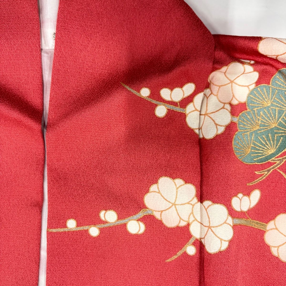  振袖 身丈164 cm 裄丈66 M 袷 橋 草花 金糸 金銀彩 濃ピンク 正絹 秀品 振袖 着物