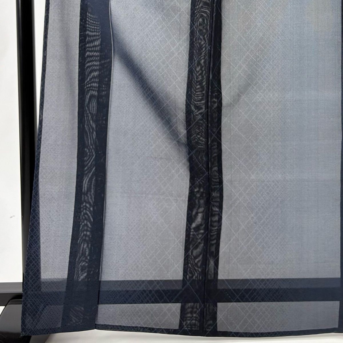 紬 身丈167 cm 裄丈67.5 L 薄物 夏紬 斜め格子 紺色 正絹 秀品