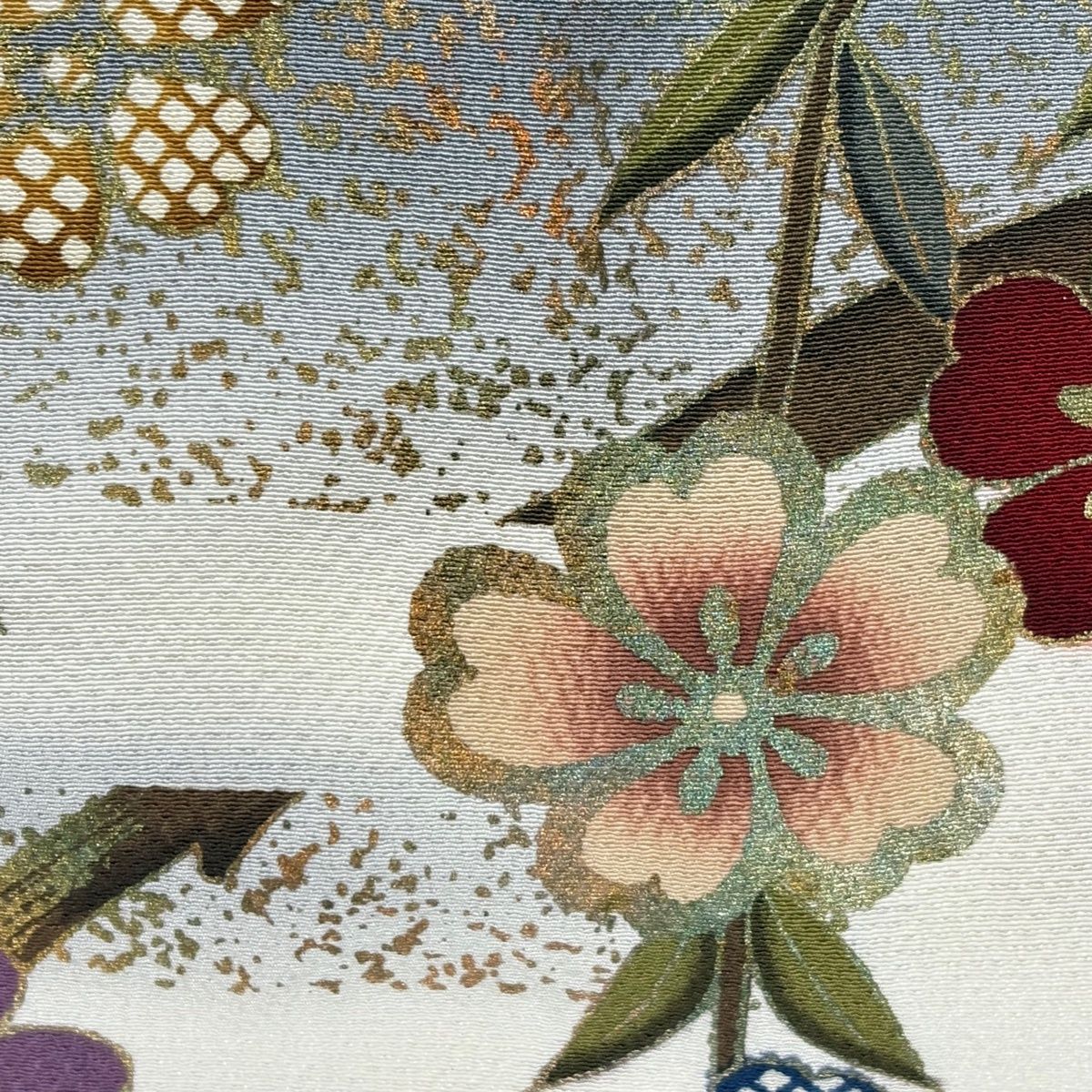  振袖 身丈162 cm 裄丈67 M 袷 枝梅 波頭 金糸 金銀彩 クリーム 正絹 秀品 振袖 着物