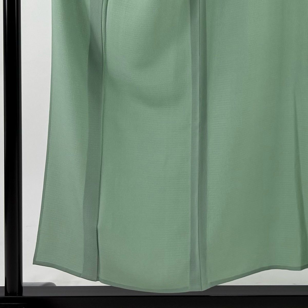 色無地 身丈153.5 cm 裄丈67 M 薄物 縦絽 縞 薄緑 正絹 秀品 一つ紋
