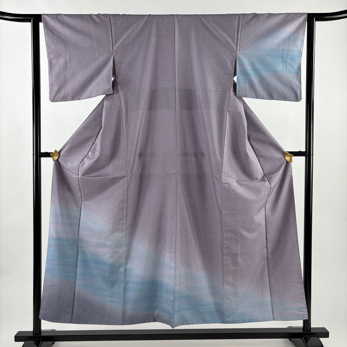 美品】 付下げ 身丈154cm 裄丈62cm S 袷 紬地 霞ぼかし 灰紫 正絹 秀品