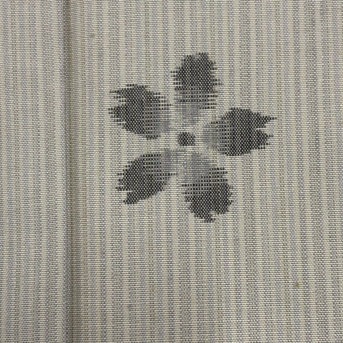  紬 身丈171.5 cm 裄丈68.5 L 単衣 桜 縦縞 灰緑 正絹 秀品 紬 着物