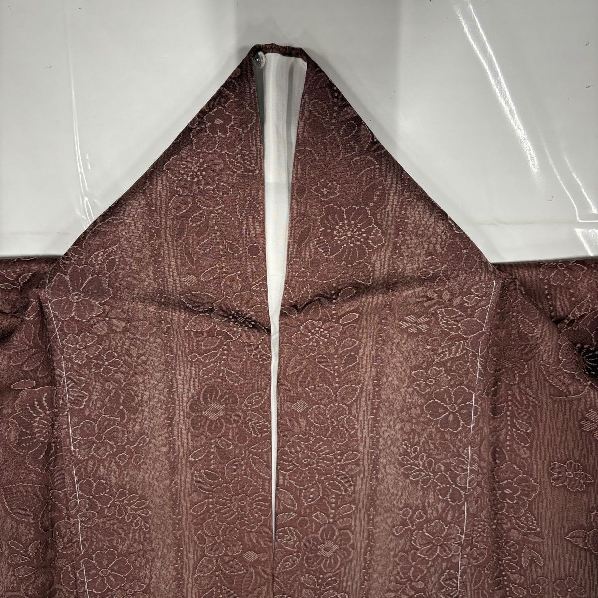  小紋 身丈154 cm 裄丈64 5 M 袷 草花 小豆色 正絹 秀品 小紋 着物