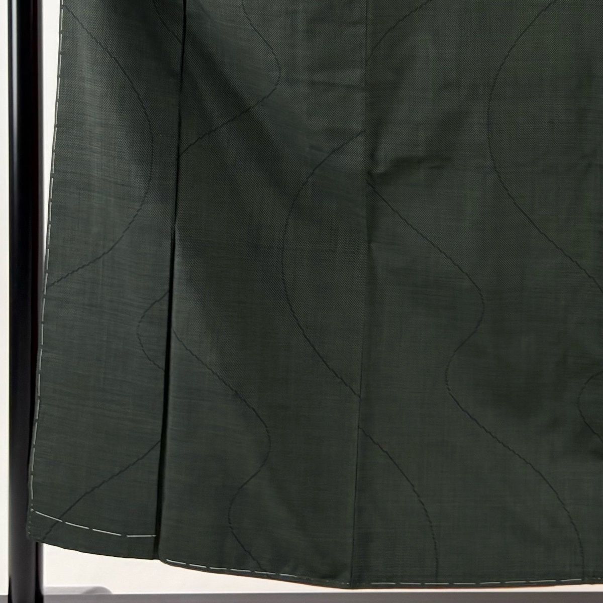 紬 身丈156 cm 裄丈61.5 S 袷 幾何学 深緑 正絹 秀品