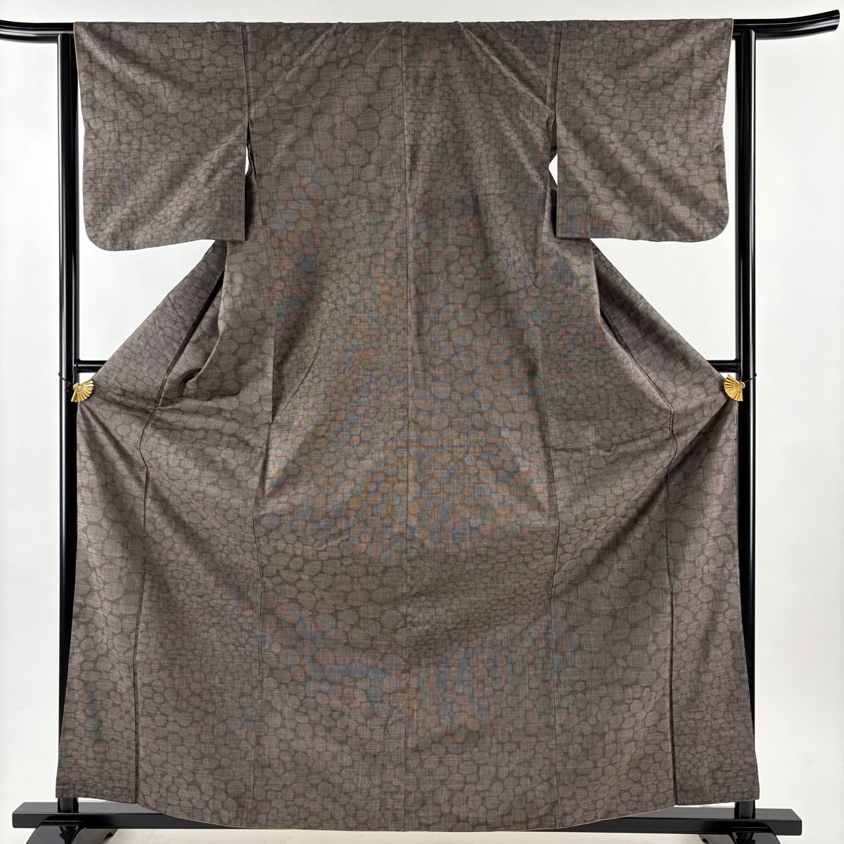 紬 身丈163 cm 裄丈62 5 S 袷 石畳 灰茶 正絹 秀品