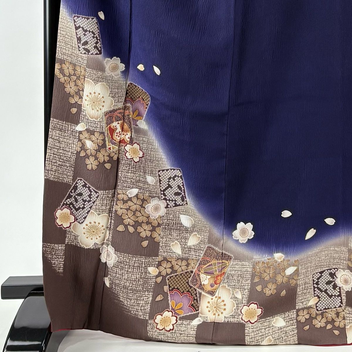 振袖 身丈169 cm 裄丈67 M 袷 手鞠 桜 箔 金彩 青紫 正絹 秀品