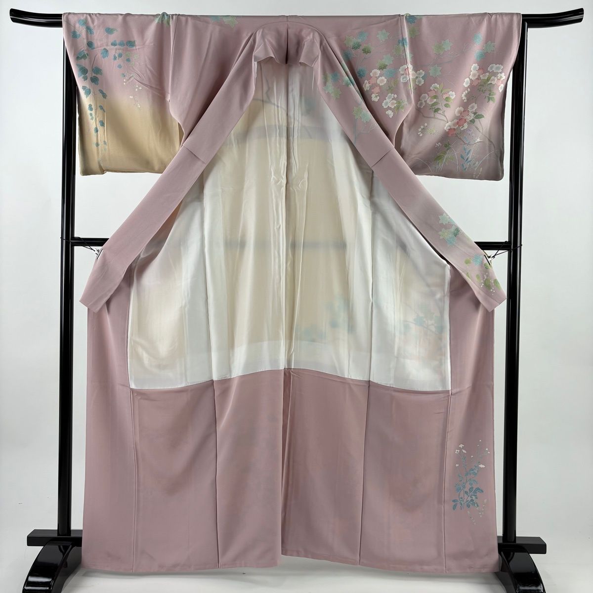 訪問着 身丈165.5cm 裄丈66cm M 袷 鈴乃屋 落款 牡丹 菊 染め分け