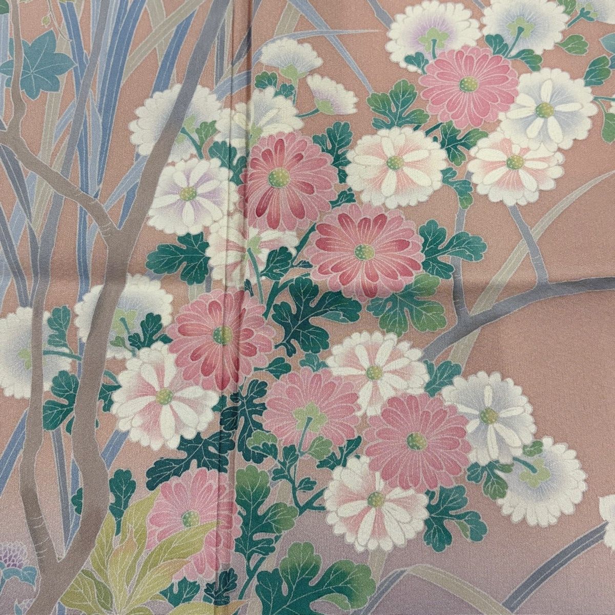 訪問着 身丈165.5cm 裄丈66cm M 袷 鈴乃屋 落款 牡丹 菊 染め分け