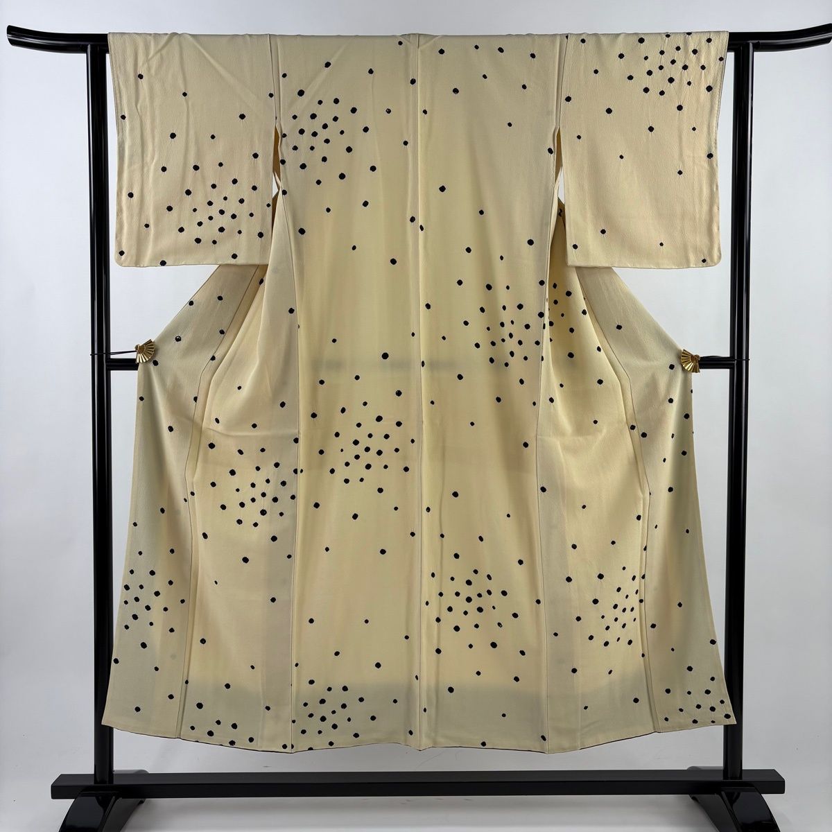 小紋 身丈150 cm 裄丈62.5 S 袷 水玉 絞り ベージュ 正絹 秀品