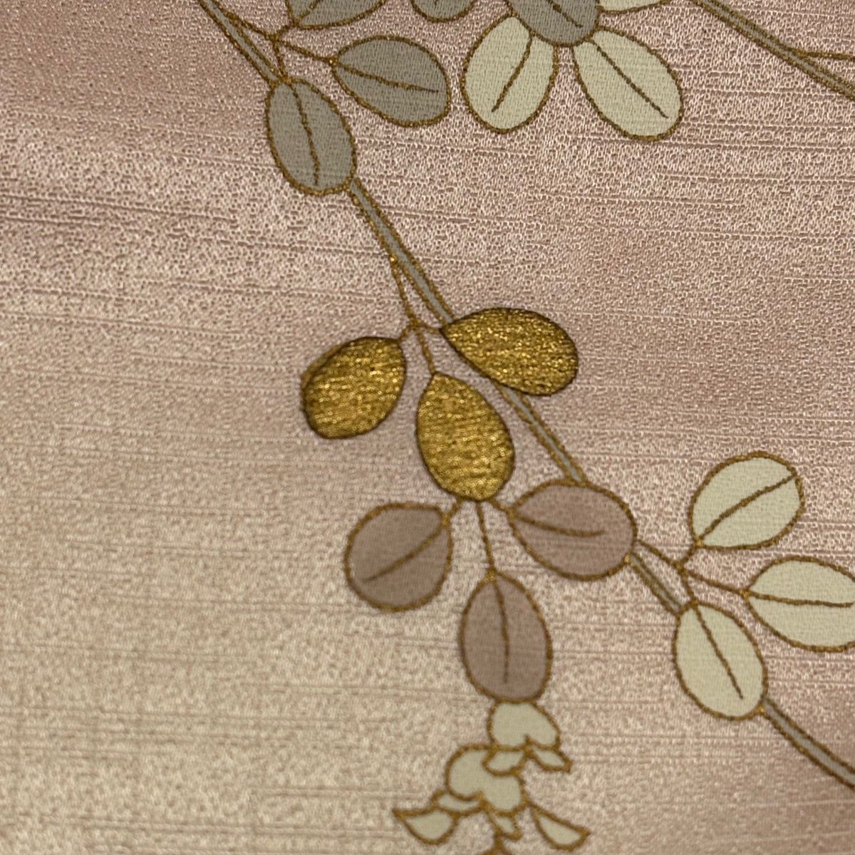 訪問着 身丈162cm 裄丈66cm M 袷 雪輪 萩 螺鈿 金彩 薄ピンク 正絹 秀