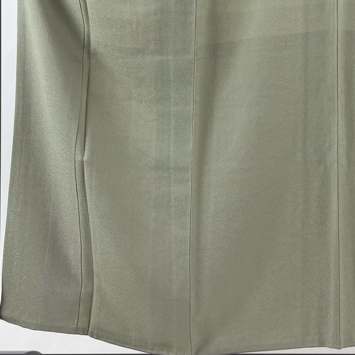 色無地 身丈153.5cm 裄丈62.5cm S 袷 地紋 本草木染 灰緑 正絹 秀品 一