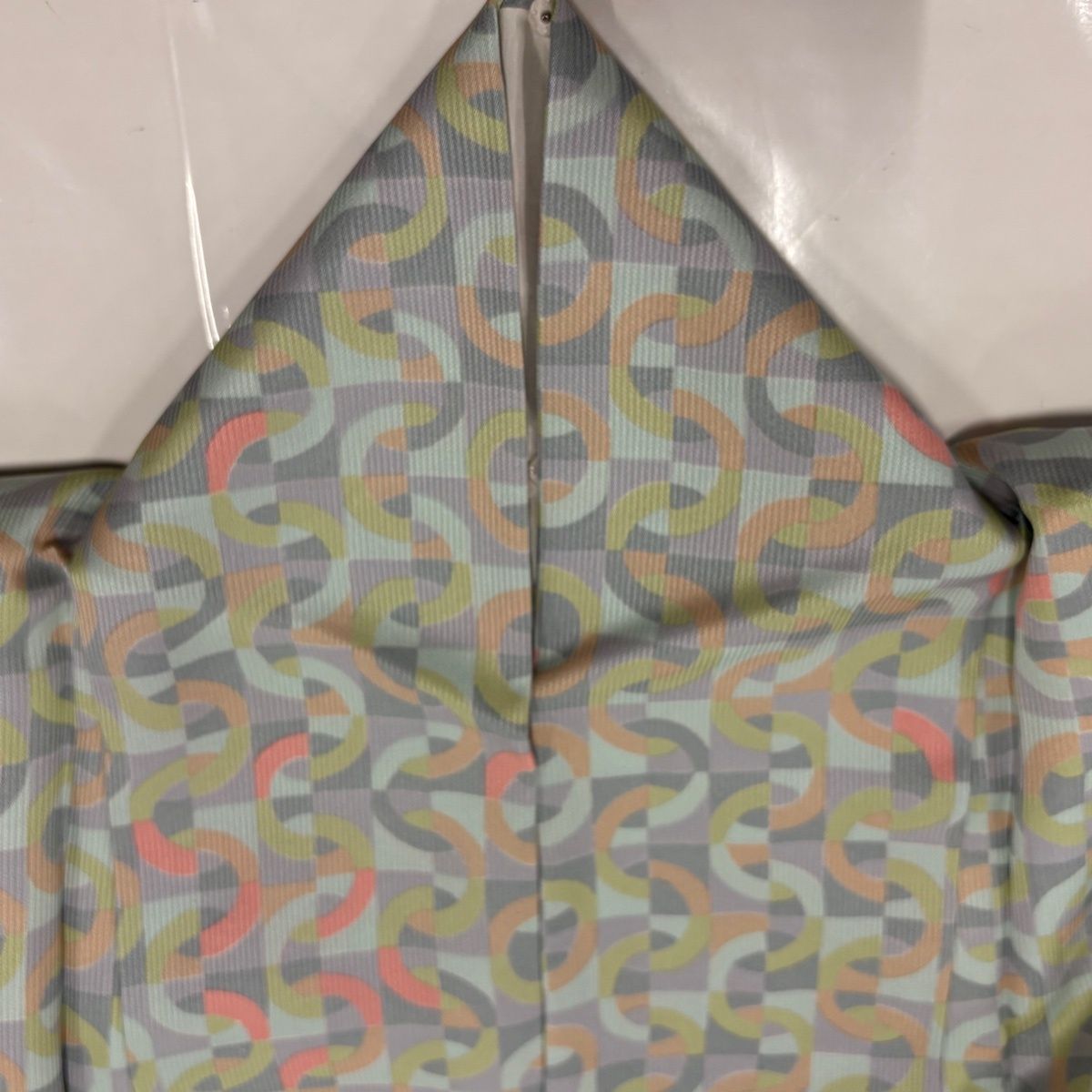  小紋 身丈165 cm 裄丈66 M 袷 幾何学模様 水色 正絹 秀品 小紋 着物