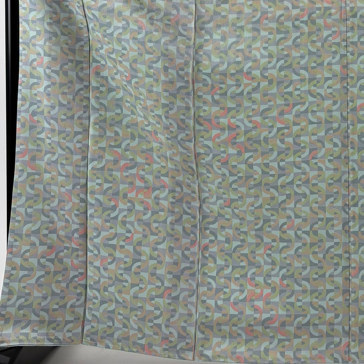 小紋 身丈165 cm 裄丈66 M 袷 幾何学模様 水色 正絹 秀品