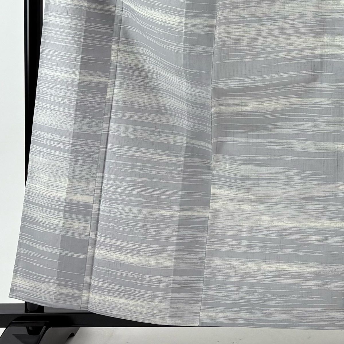 小紋 身丈160 cm 裄丈66 M 単衣 紬地 縞 灰色 正絹 秀品