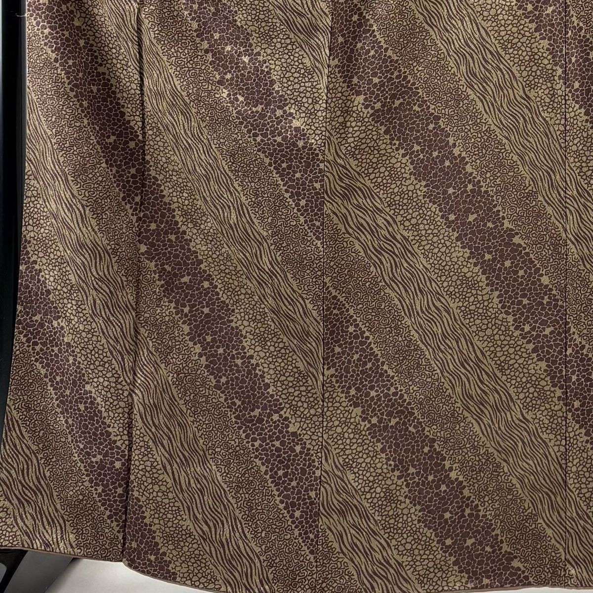 小紋 身丈165 cm 裄丈65 M 袷 幾何学 茶緑色 正絹 秀品