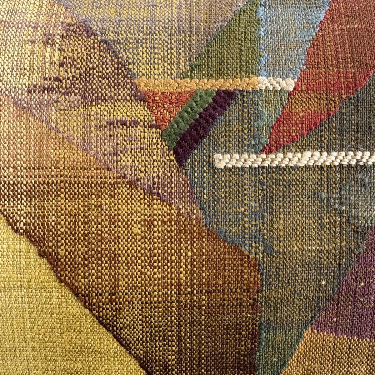 美品】 名古屋帯 名品 渡文 落款 証紙 松葉仕立て 八寸名古屋帯 幾何学