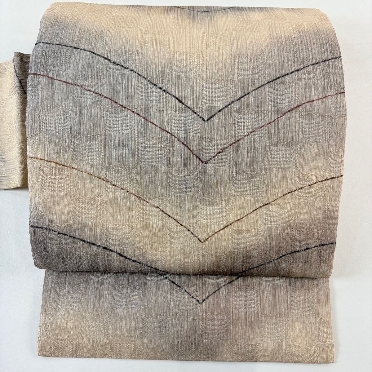 美品】 名古屋帯 名品 夏帯 幾何学 灰茶 正絹 【中古】 - メルカリ