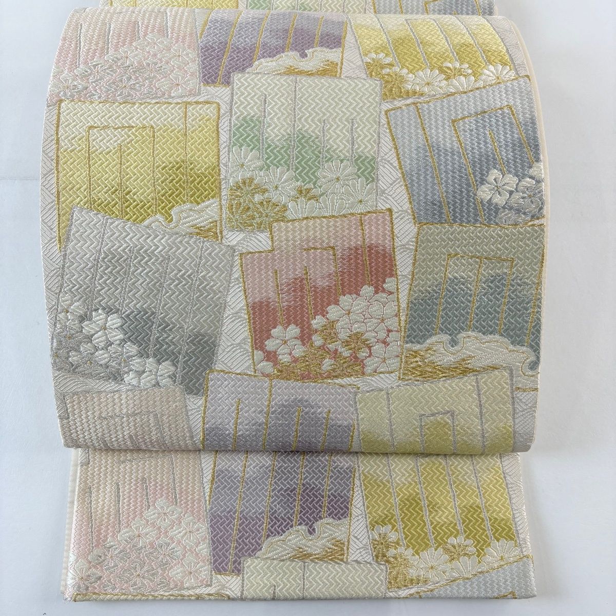 美品】 袋帯 名品 源氏香 花 金銀糸 灰色 六通 正絹 【中古】 - メルカリ