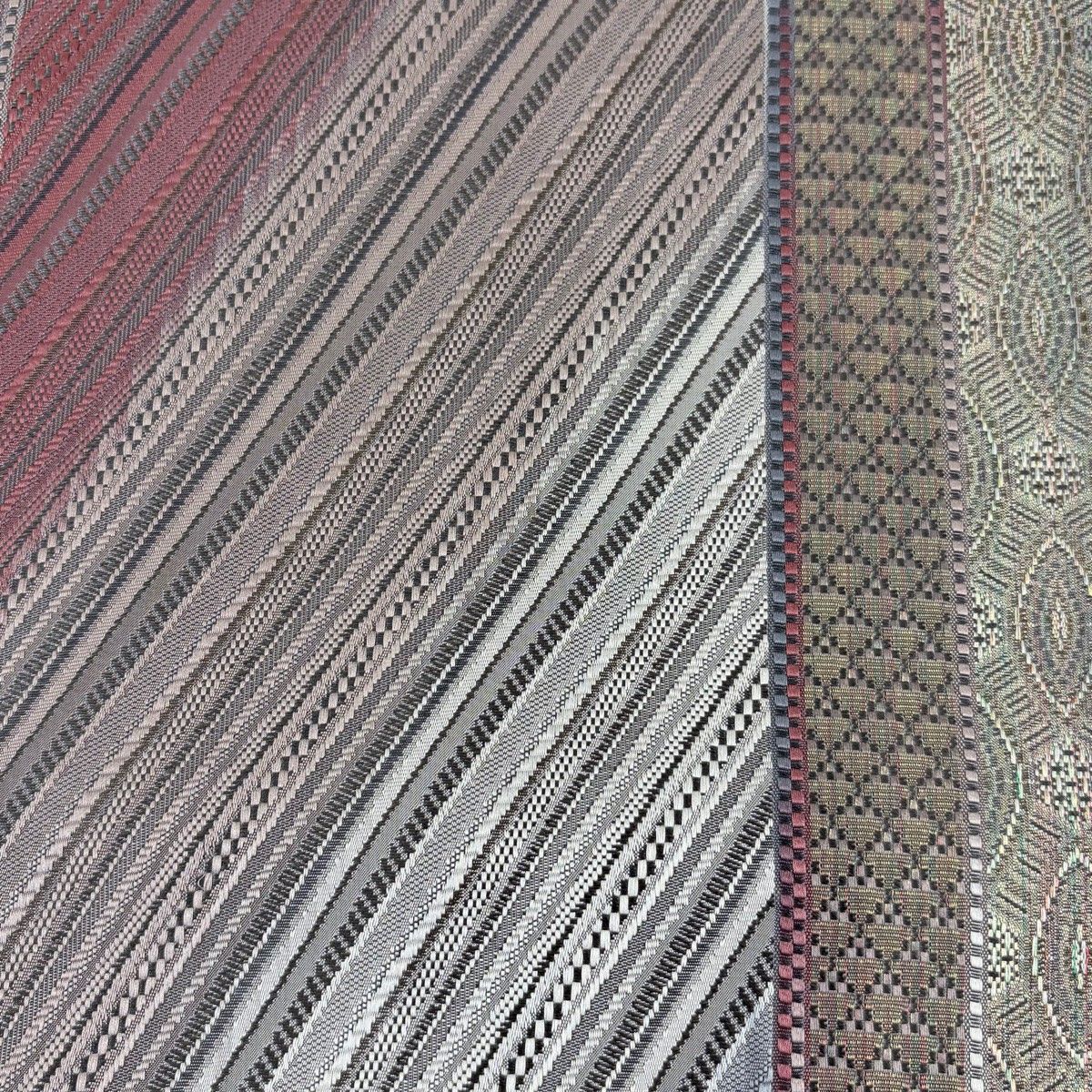 袋帯 名品 斜縞 幾何学模様 金糸 灰紫 六通 正絹 【中古】 - メルカリ