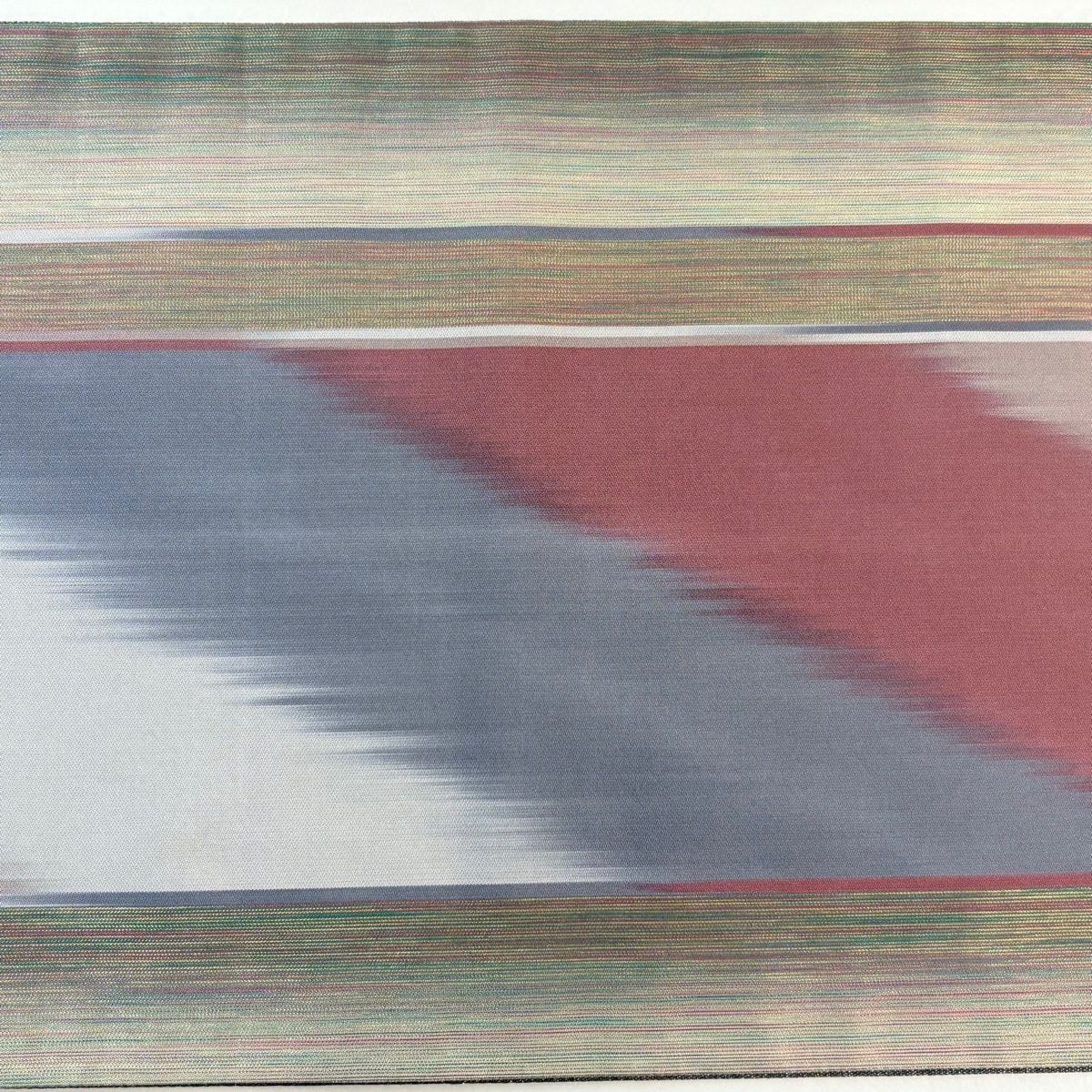 袋帯 名品 斜縞 幾何学模様 金糸 灰紫 六通 正絹 【中古】 - メルカリ