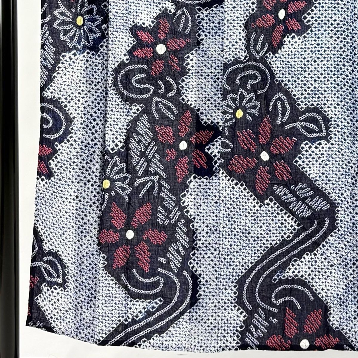 浴衣 身丈153 cm 裄丈61 S 絞り浴衣 草花 紺色 綿 名品