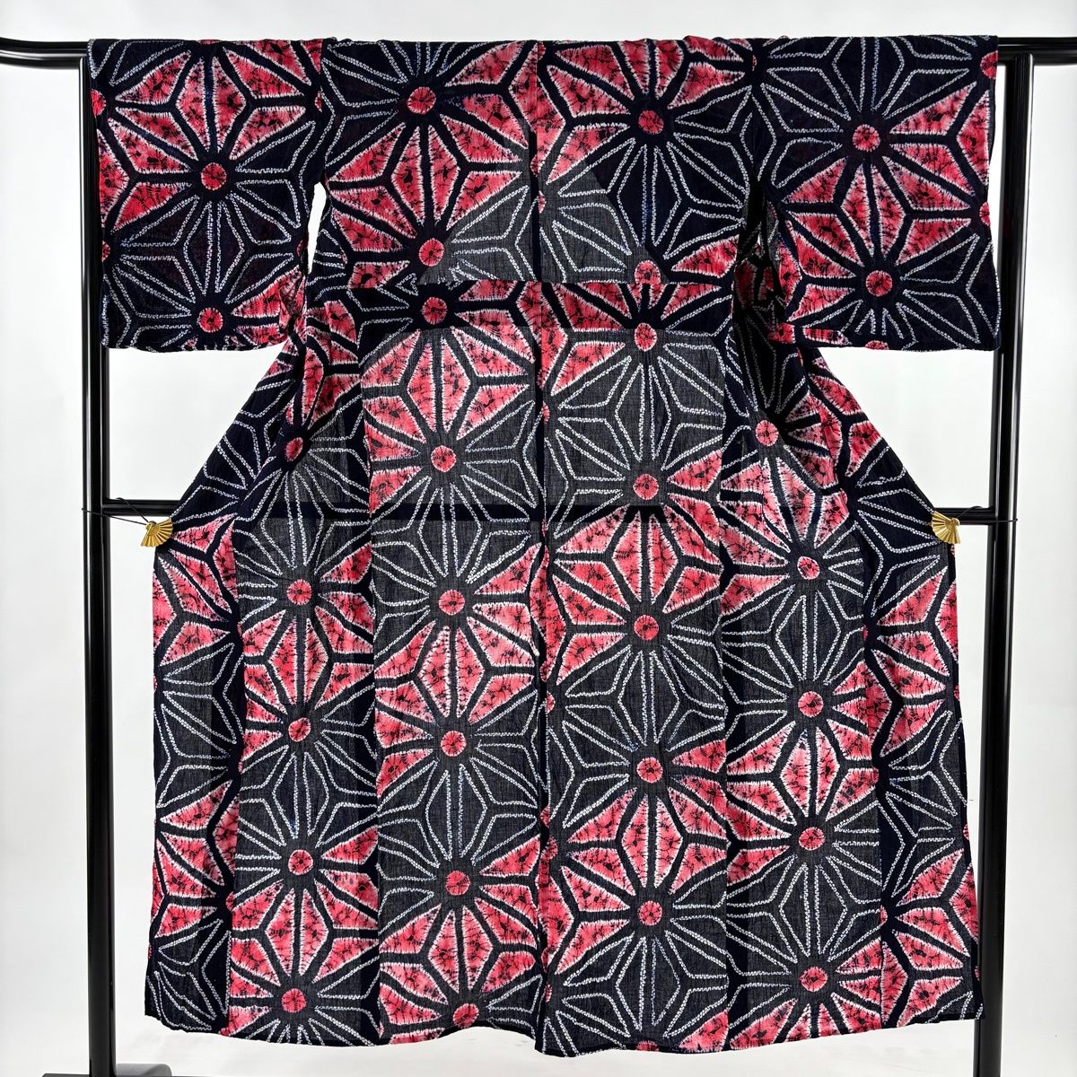 浴衣 身丈143.5 cm 裄丈63 S 絞り浴衣 花 濃紺 綿