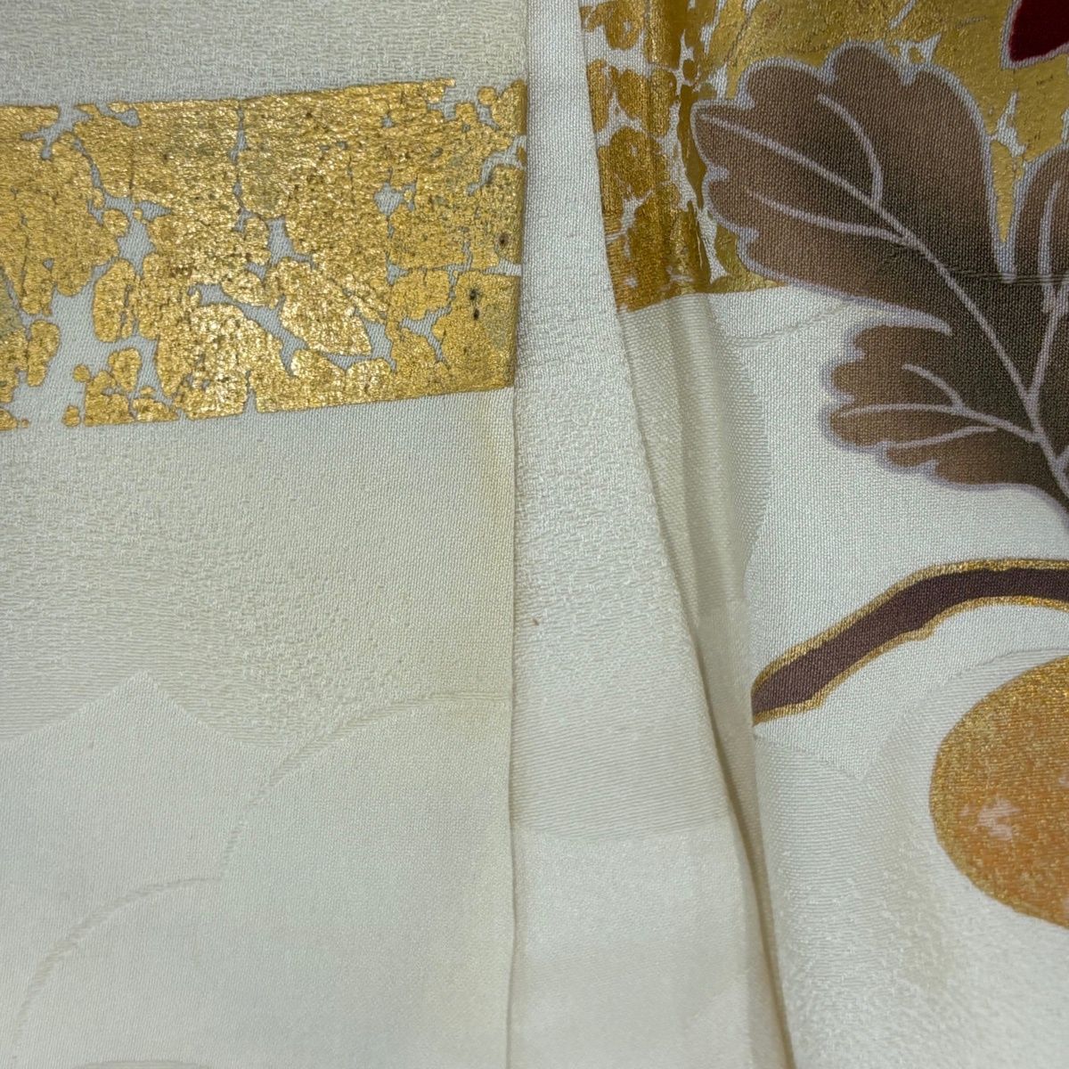  振袖 身丈160.5 cm 裄丈66 M 袷 牡丹 桜 金糸 金彩 クリーム 正絹 振袖 着物