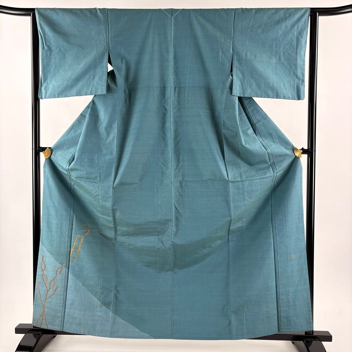 付下げ 身丈164cm 裄丈63.5cm S 単衣 紬地 能州紬地 落款 幾何学模様