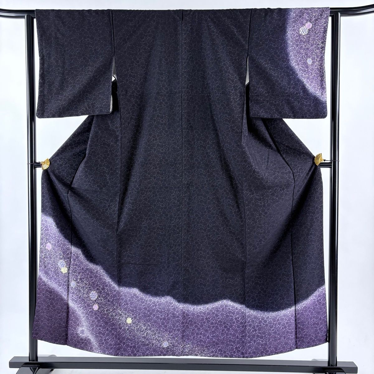 付下げ 身丈154 cm 裄丈63 S 袷 雪輪 梅 金彩 ぼかし 濃紫 正絹 名品