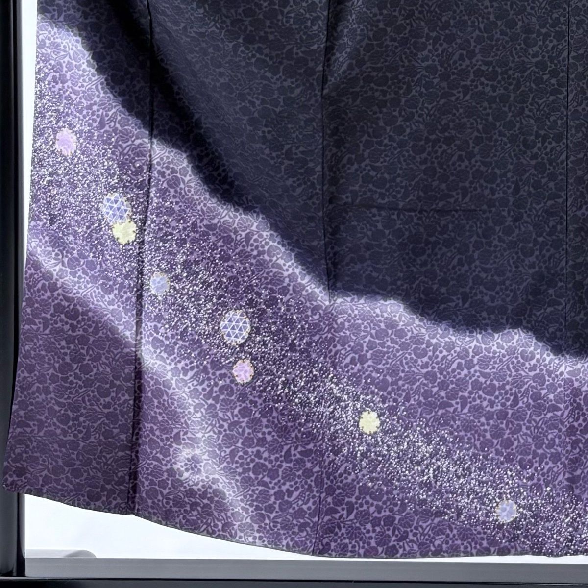 付下げ 身丈154 cm 裄丈63 S 袷 雪輪 梅 金彩 ぼかし 濃紫 正絹 名品