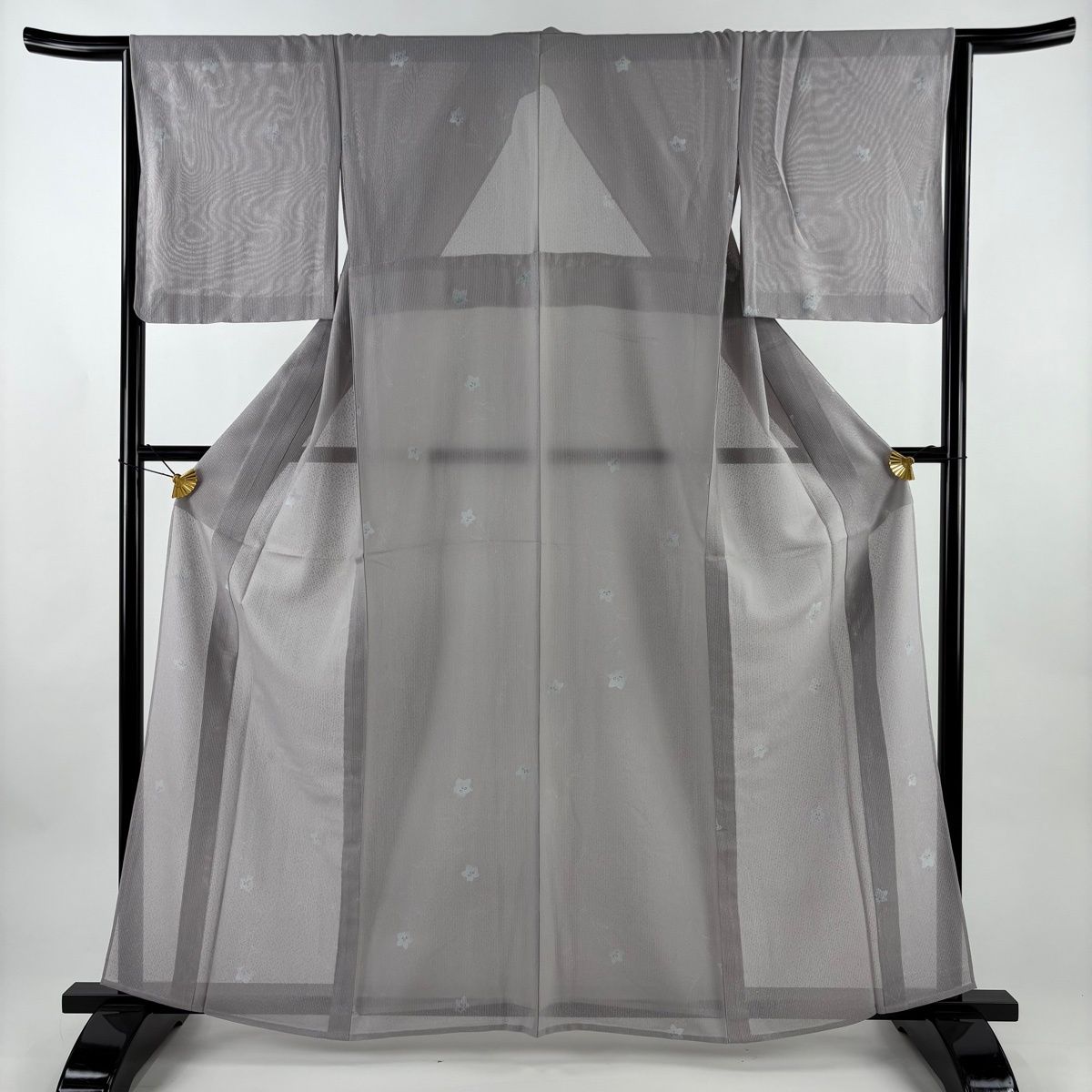 小紋 身丈161 cm 裄丈64 M 薄物 縦絽 桔梗 灰紫 正絹 名品