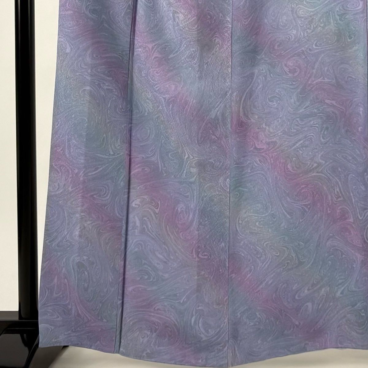 小紋 身丈162 cm 裄丈65 M 袷 墨流し 斜縞 青紫 正絹 名品