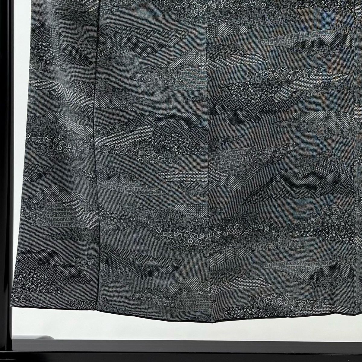 江戸小紋 身丈151 cm 裄丈62 S 袷 落款 寄せ柄 菊 黒 正絹 名品