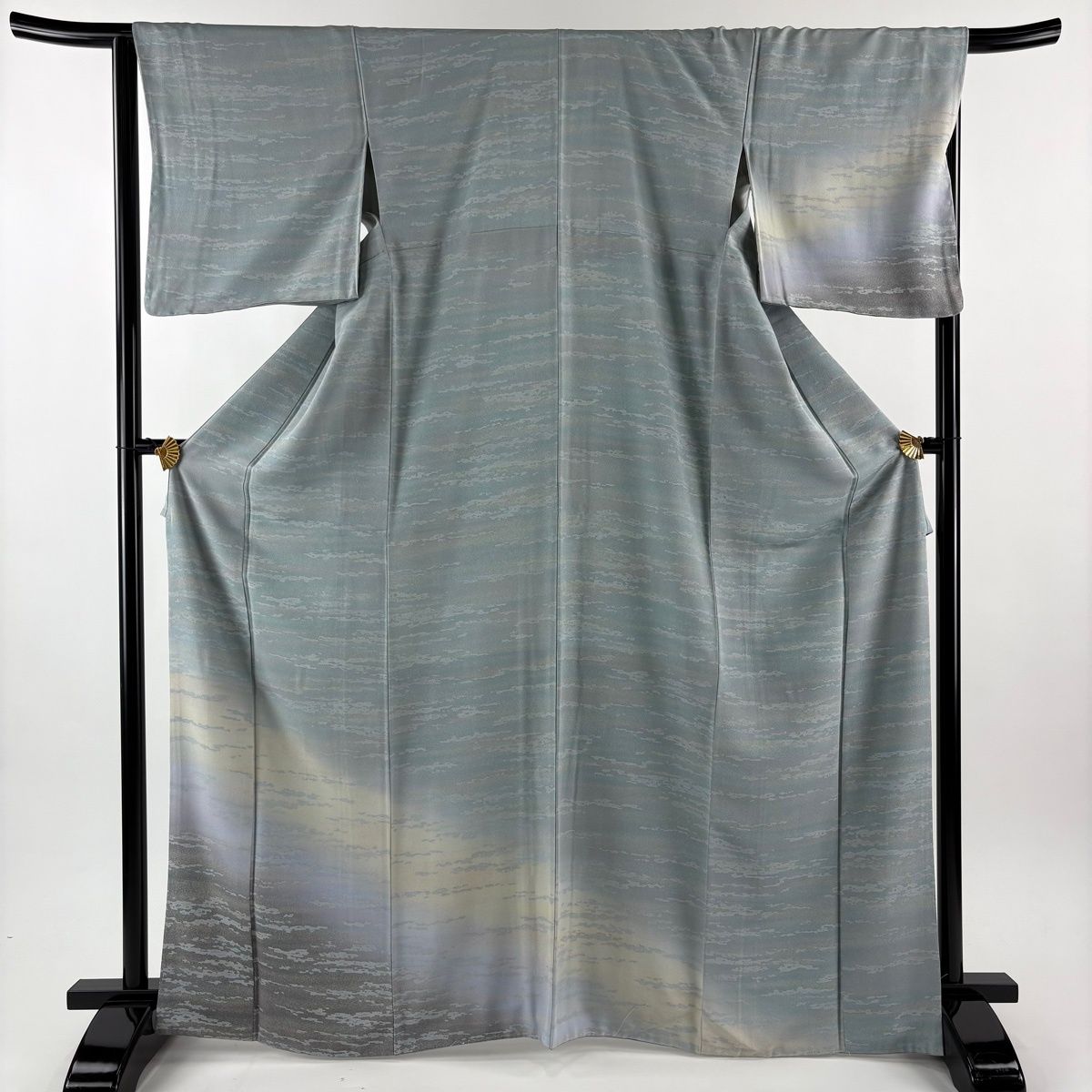 付下げ 身丈167.5 cm 裄丈66 M 袷 霞 ぼかし 青灰色 正絹 名品