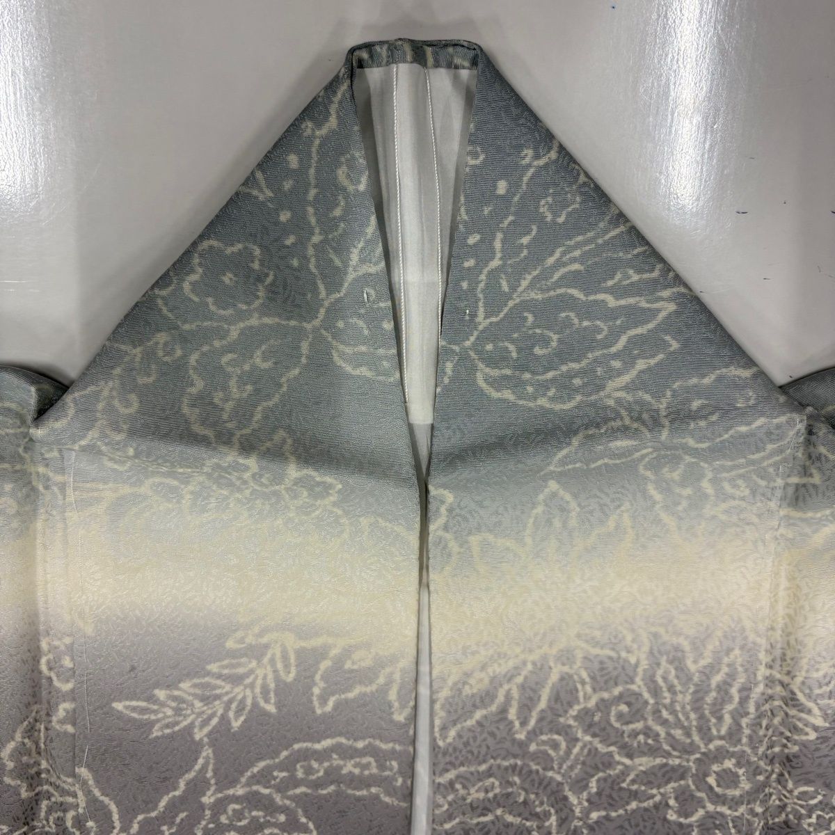  訪問着 身丈165.5 cm 裄丈69 L 袷 草花 花唐草 ぼかし 灰色 正絹 訪問着 付け下げ 着物