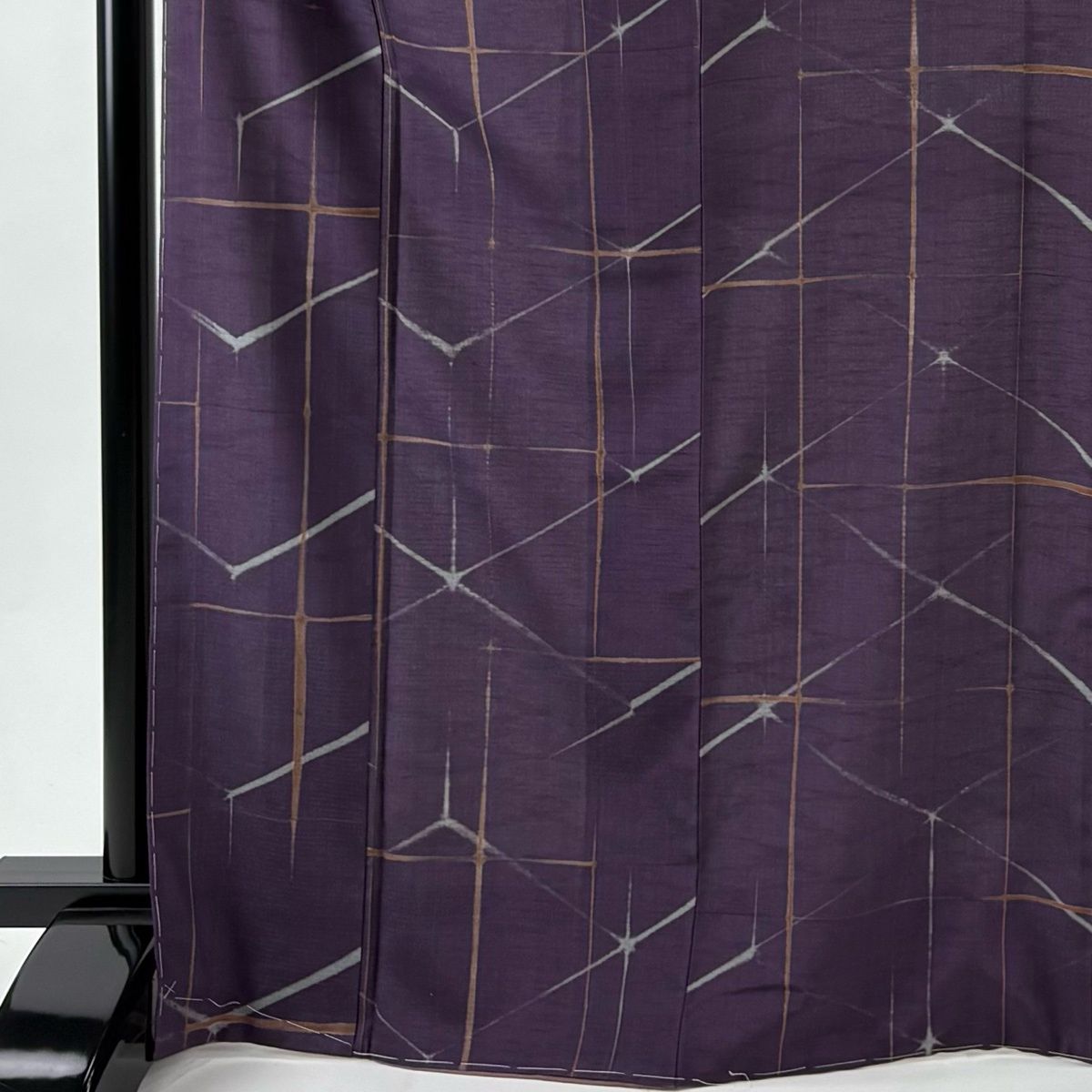 大島紬 身丈171.5 cm 裄丈70 L 袷 やまと 想屋 証紙 幾何学 紫 正絹 名品