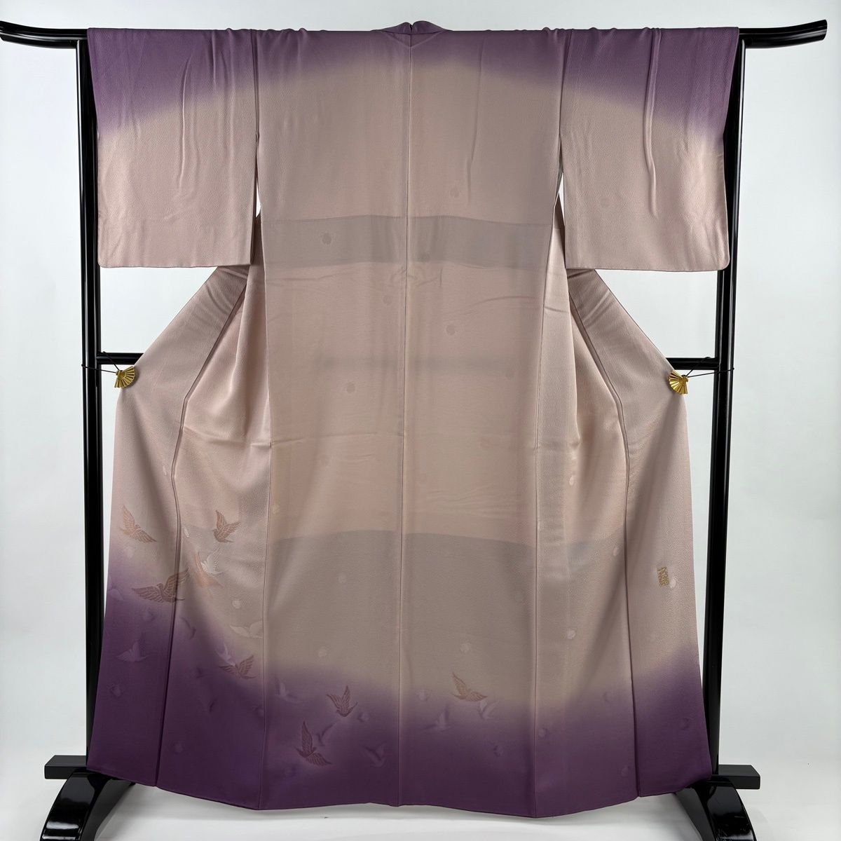 訪問着 身丈163 cm 裄丈65 M 袷 中村玉緒 落款 鳥 鈴 染め分け ぼかし 薄小豆 正絹