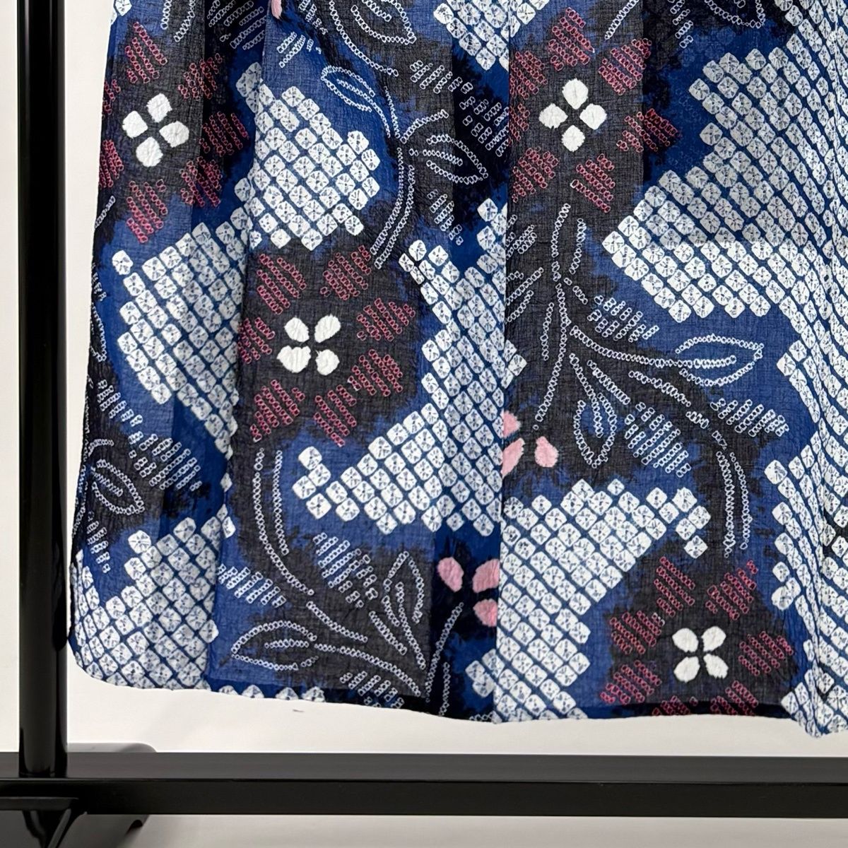 浴衣 身丈151.5 cm 裄丈64 M 絞り浴衣 草花 青 綿