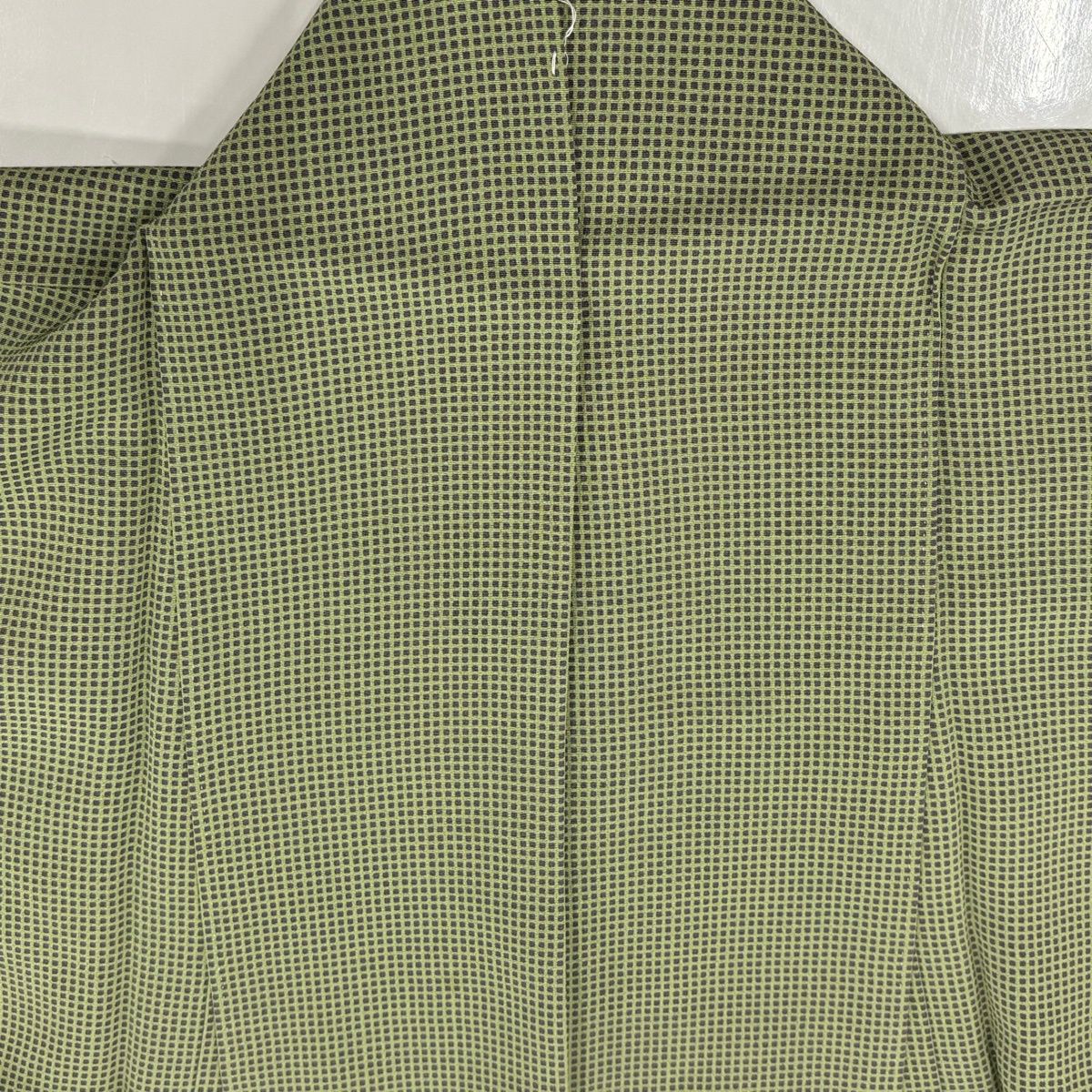  小紋 身丈160 cm 裄丈63.5 S 袷 落款 格子 薄緑 正絹 小紋 着物