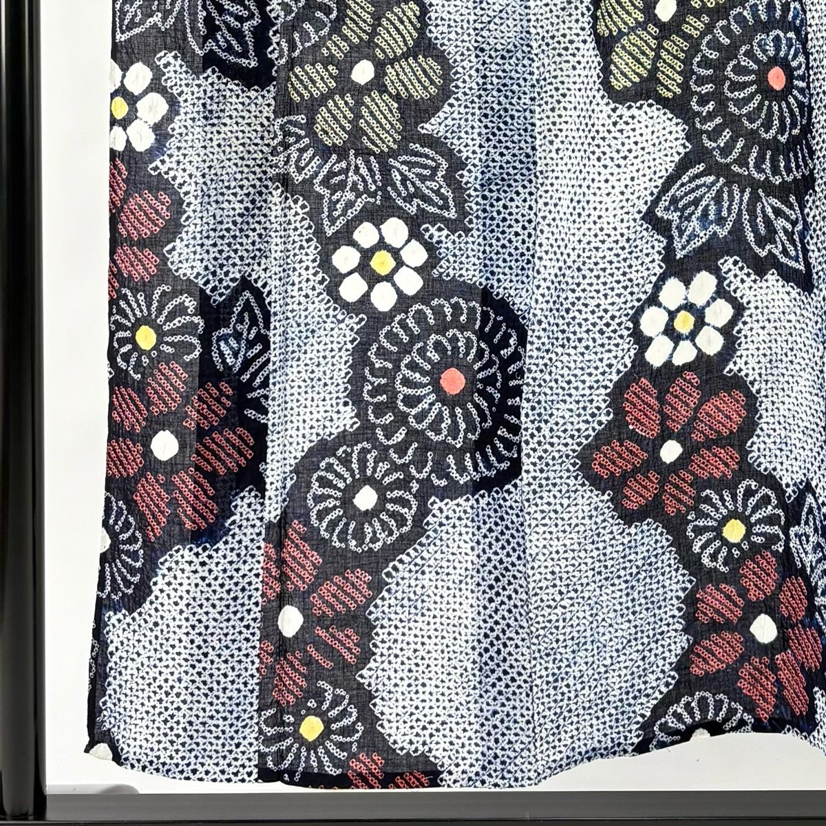 浴衣 身丈152 cm 裄丈61 S 絞り浴衣 菊 紺色 綿 名品