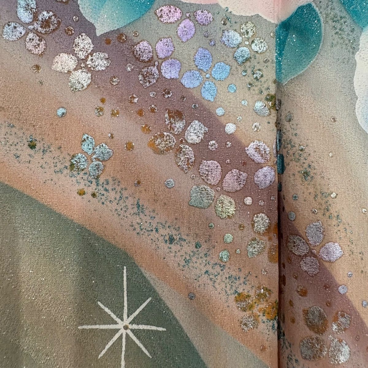  振袖 身丈160 cm 裄丈65.5 M 袷 椿 鳥 金銀彩 銀通し 青 正絹 名品 振袖 着物