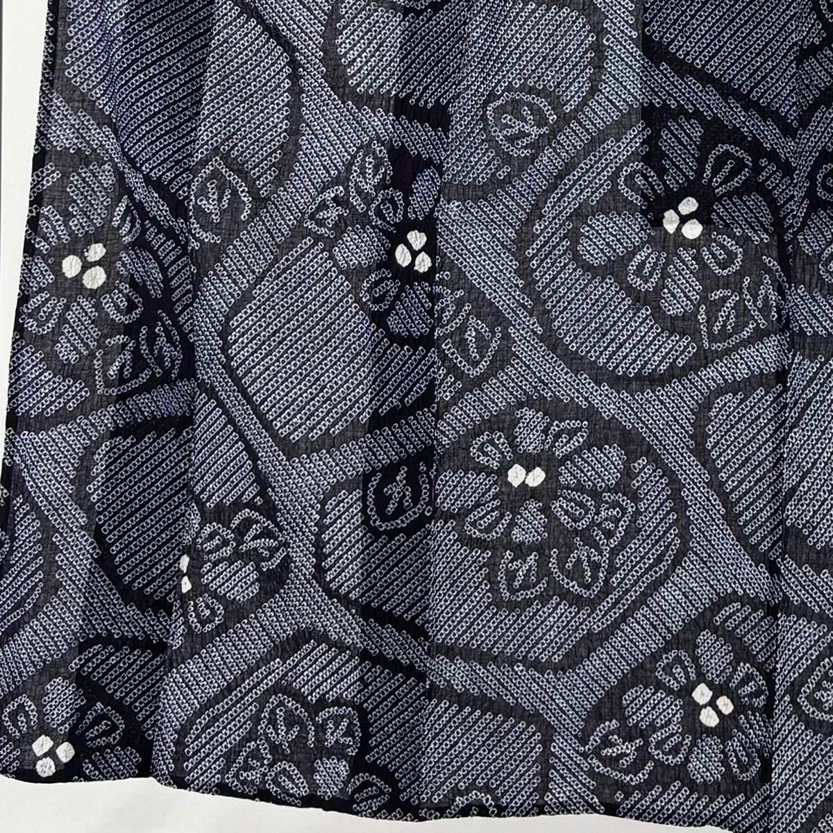 浴衣 身丈151.5 cm 裄丈61.5 S 絞り浴衣 草花 紺色 正絹