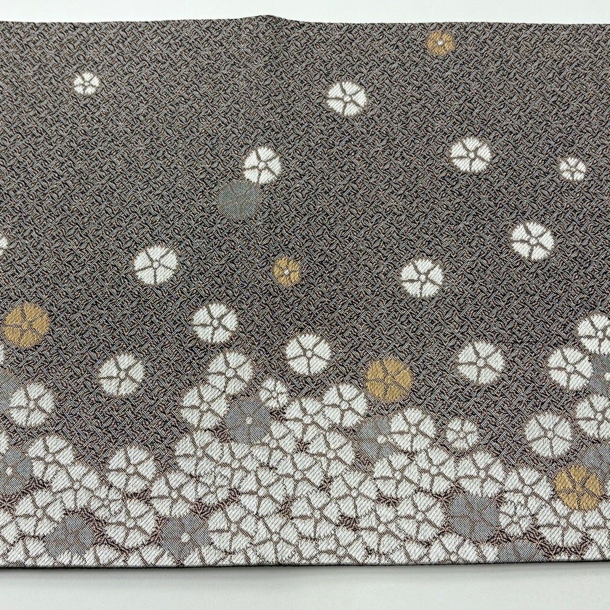 美品】 袋帯 逸品 斉藤上太郎 落款 やまと 花 金銀糸 薄小豆 全通 正絹