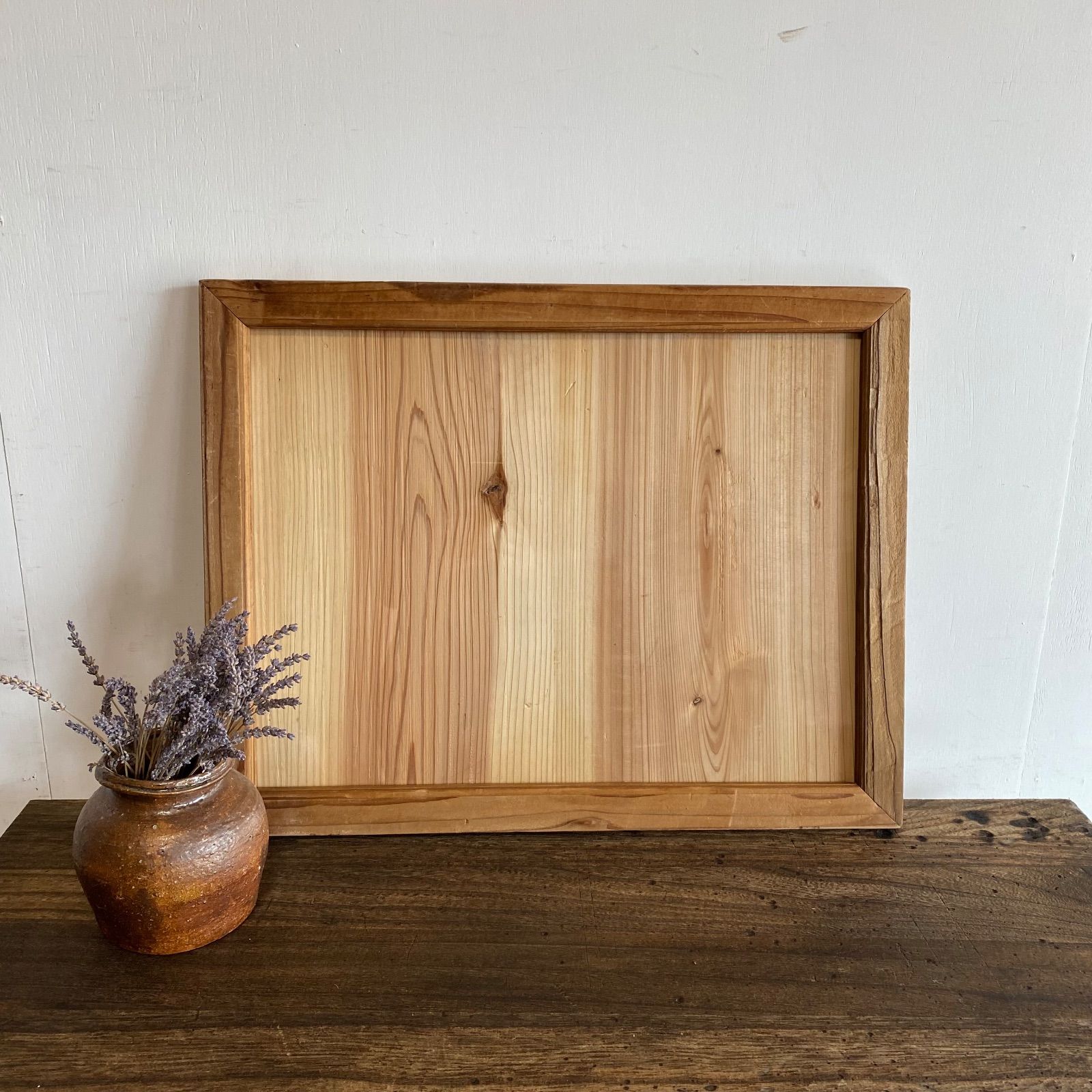 アンティーク 木製 額縁 ガラス 無垢材 古道具 古家具 ディスプレイ