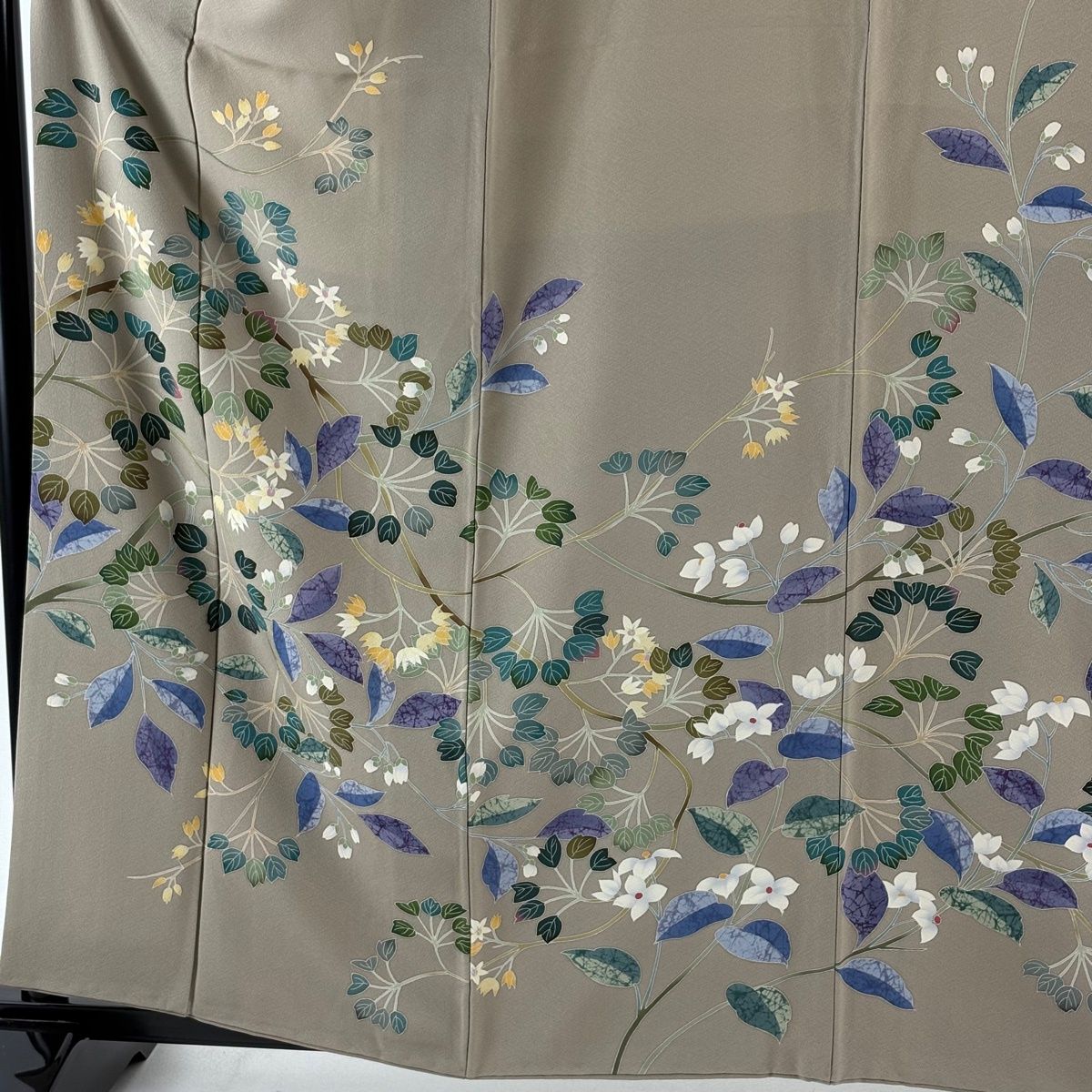 訪問着 身丈160 cm 裄丈63.5 S 袷 田村哲彦 落款 枝花 灰茶 正絹